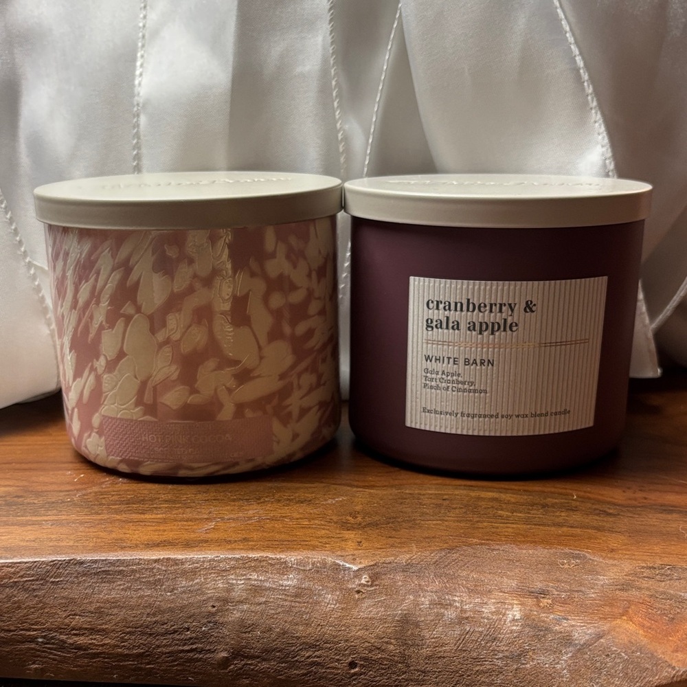 Bath & Body Works Hot Pink Cocoa and Cranberry & Gala Apple 3-wick Candles
